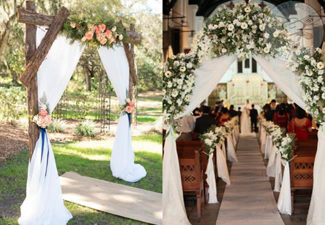 cổng hoa cưới đơn giản sang trọng